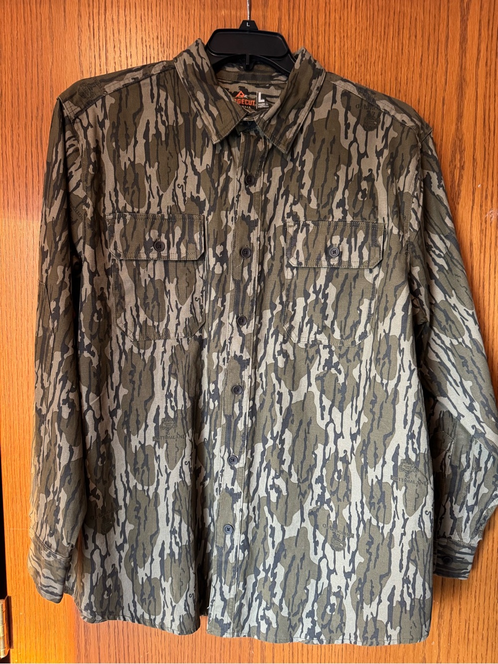 Ridgecut Toughwear Mens Camo Button-Up Jacket - Mossy Oak Style Olive Sz L